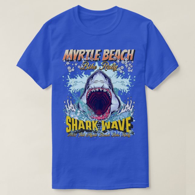 CAMISETA 2022 FALL MYRTLE BEACH BIKE RALLY SHARK WAVE ART O (Frente do Design)