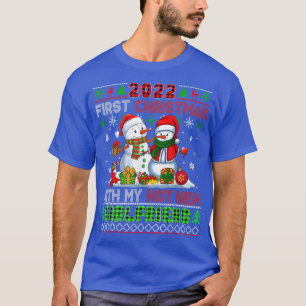 Camiseta 2022 First Xmas With My Hot New Girlfriend Snowmen