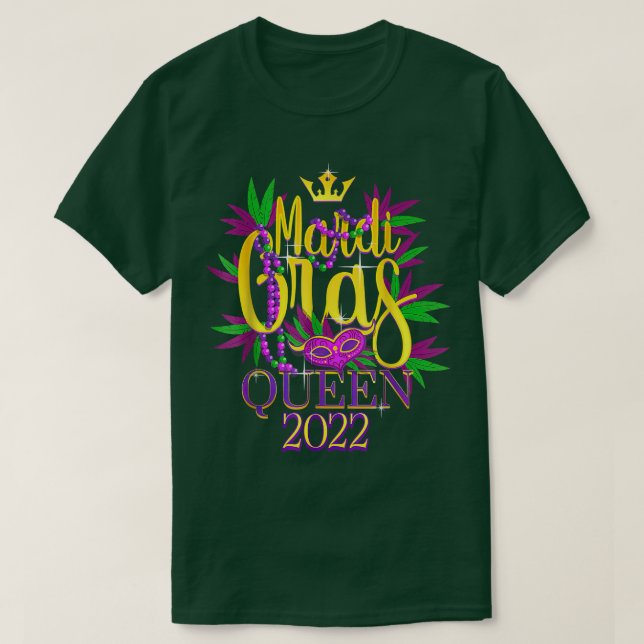 Camiseta 2022, Mardi Gras Queen Crown Mask, 2022 Mardi Gras (Frente do Design)