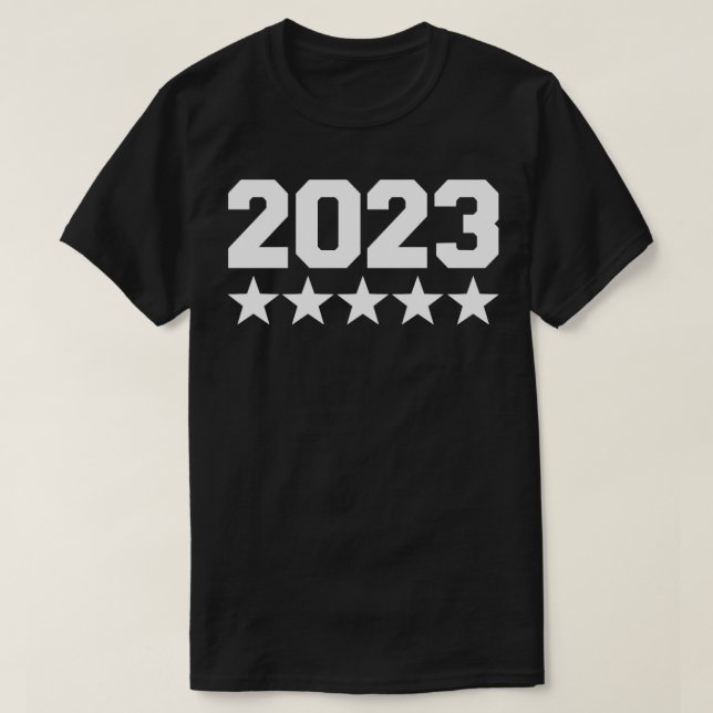 Camiseta 2023 com estrelas para o aniversário e a véspera d (Frente do Design)