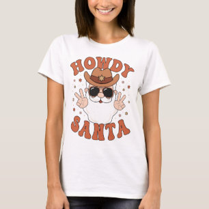 Camiseta 2023 Howdy Papai noel Sinal de Paz Cowboy