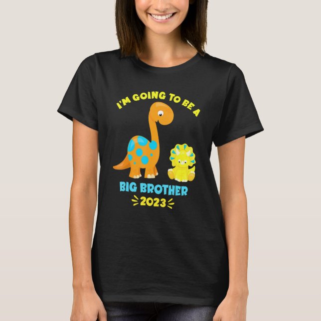 Camiseta 2023 I'm Going To Be A Big Brother Brontosaurus Di (Frente)
