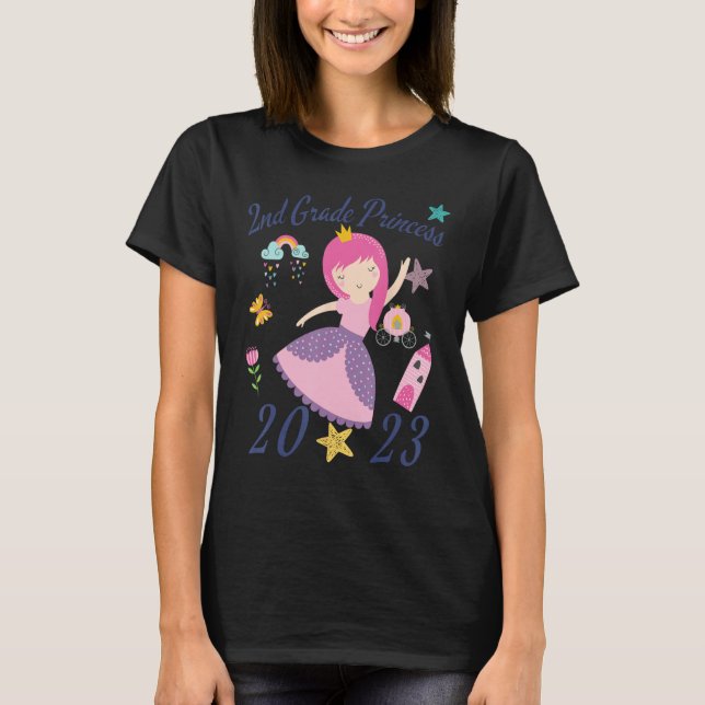 Camiseta 2023 Outfit Girls Princess Happy First Day Of 2nd  (Frente)