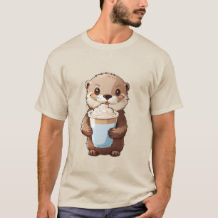 Camiseta 2023 T-Shirt fofa segurando uma xícara de chá de l
