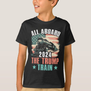 Camiseta 2024 A Bordo Do Trem De Trump 2024 Bandeira Dos Eu
