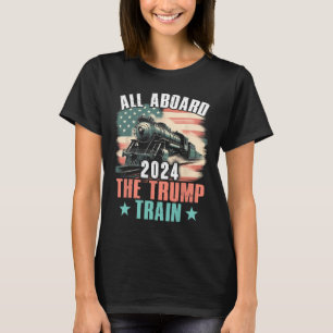 Camiseta 2024 A Bordo Do Trem De Trump 2024 Bandeira Dos Eu