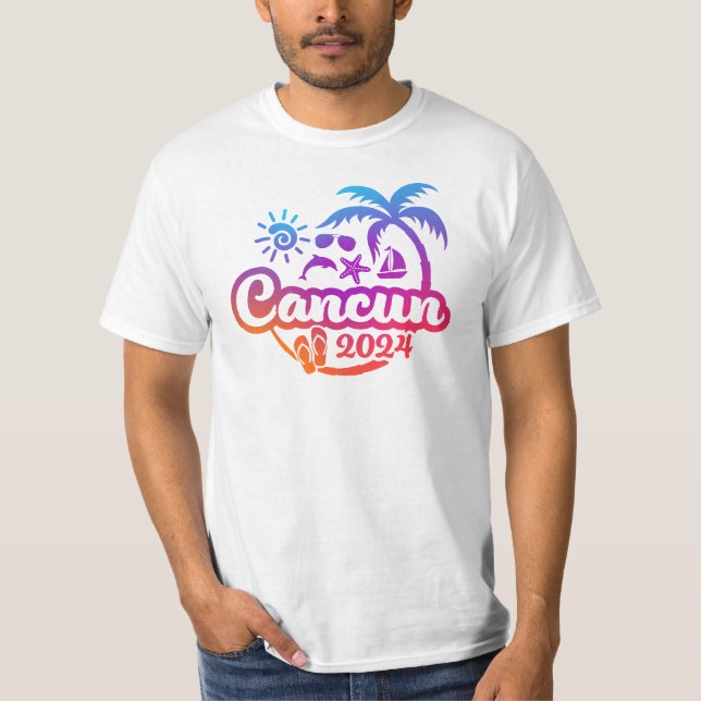 Camiseta 2024 Cancun Vacation ou Trip Design T-shirt (Frente)