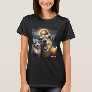 Camiseta 2024 Eclipse Solar Gato E Cão Vestindo Eclip Solar
