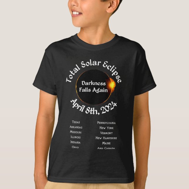 Camiseta 2024 Escuridão Eclipse Total Cai Novamente (Frente)