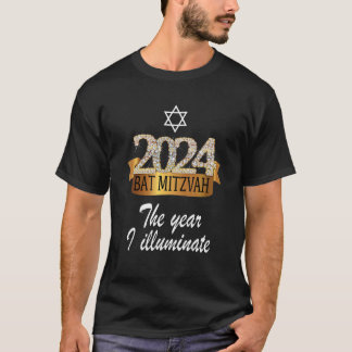 Camiseta 2024 Festivo Black Yellow Decor Bat Mitzvah Citaçã