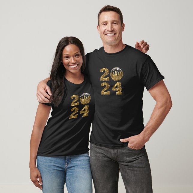 Camiseta 2024 Véspera de ano novo-Ball-NYC Dourado- (Unissex)