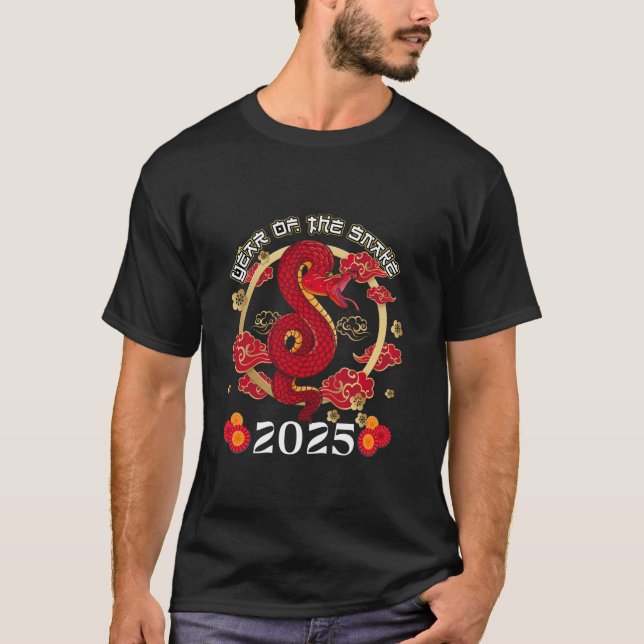 Camiseta 2025 Ano Do Novo Chinês Zodiac Cobra Chinês (Frente)
