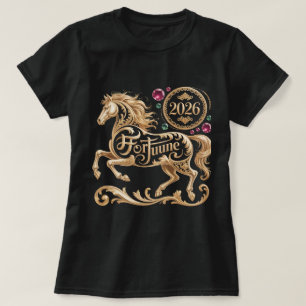 Camiseta 2026 Ano do Cavalo Ano Novo Chinês Cavalo Dourado