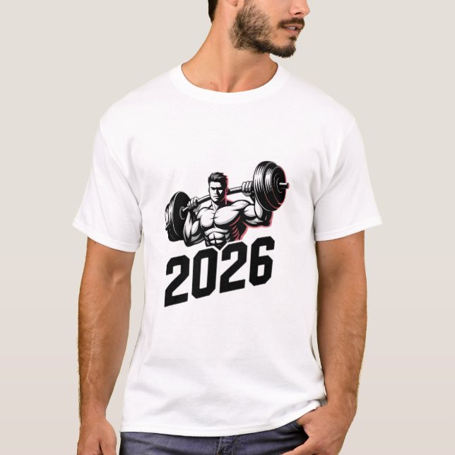 Camiseta 2026 Bodybuilder Barbell Lifting Shirt (Frente)