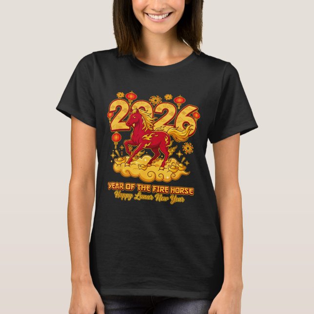 Camiseta 2026 Chinese New Year Of The Horse Lunar Zodiac  (Frente)