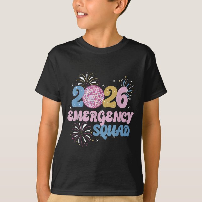 Camiseta 2026 Emergency Squad Er Nurse Happy New Year Disco (Frente)