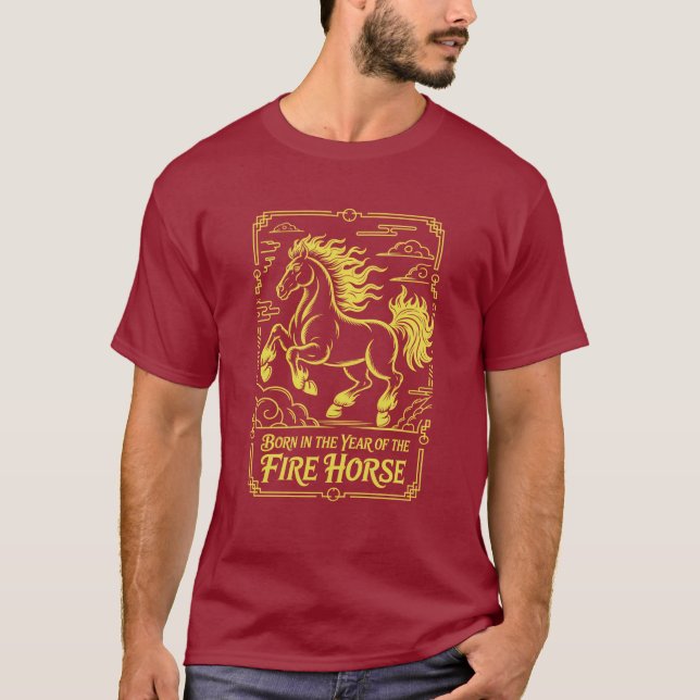 Camiseta 2026 Fire Horse Zodiac Birthday Chinese New Year (Frente)