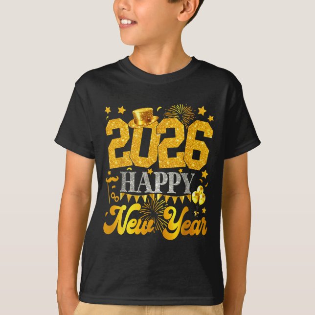 Camiseta 2026 Happy New Year Party Fireworks New Years Eve  (Frente)