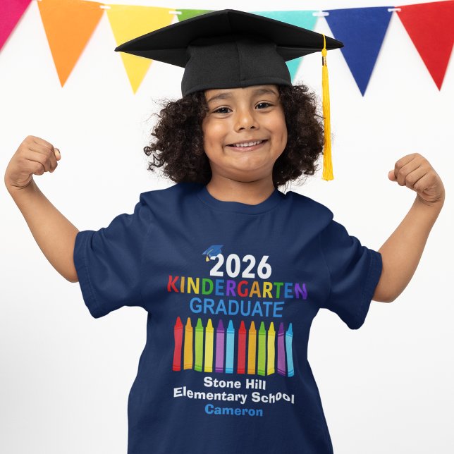Camiseta 2026 Kindergarten Graduate Personalized Blue Kids (Criador carregado)