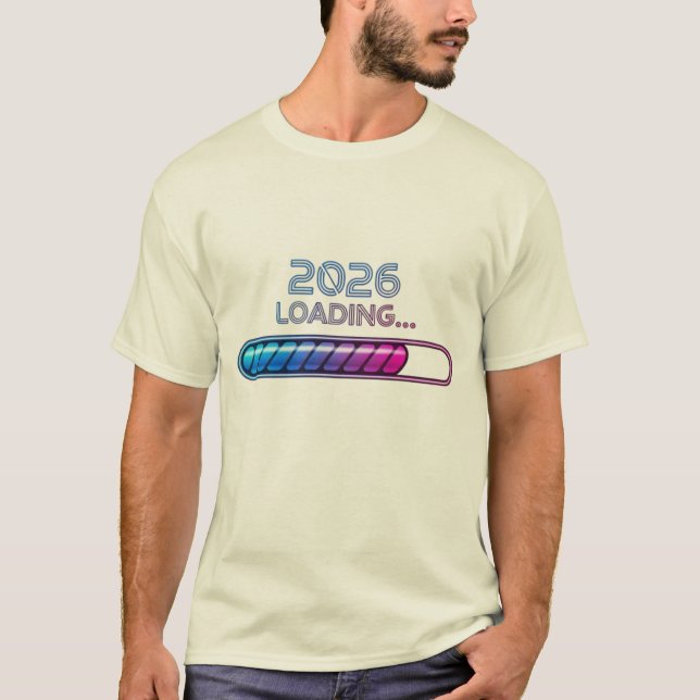 Camiseta 2026 Loading… – Futuristic Neon New Year T-Shirt (Frente)