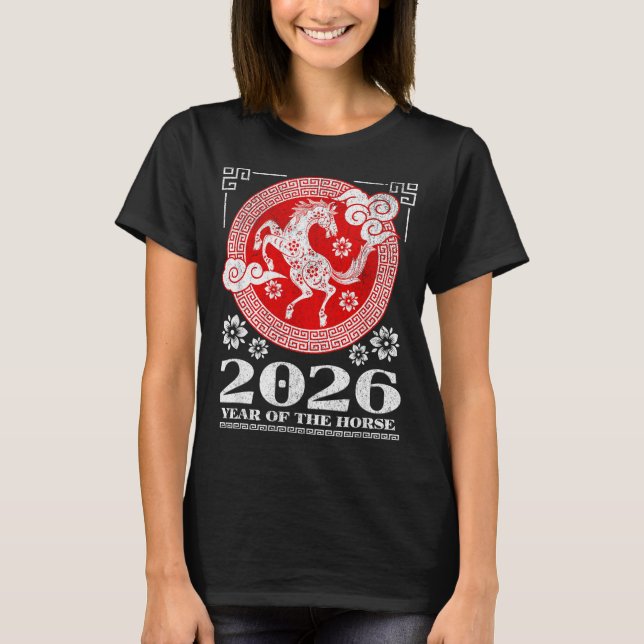Camiseta 2026 Lunar Chinese New Year Fire Horse  (Frente)