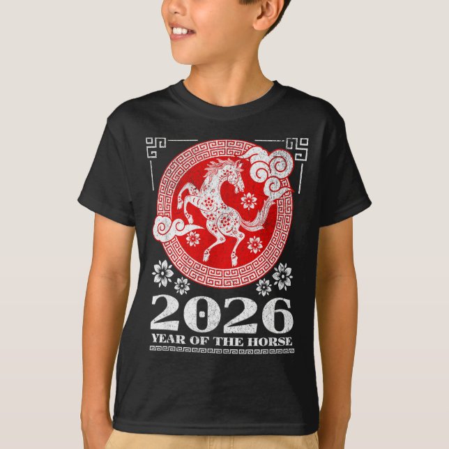 Camiseta 2026 Lunar Chinese New Year Fire Horse  (Frente)