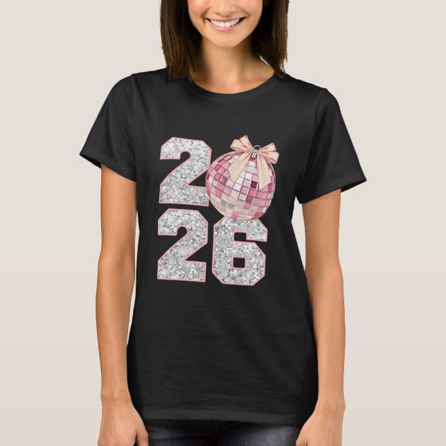 Camiseta 2026, new years shirt, holiday pink (Frente)