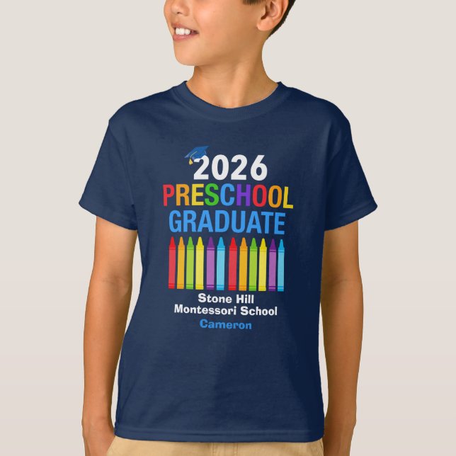 Camiseta 2026 Preschool Graduate Personalized Blue Kids (Frente)