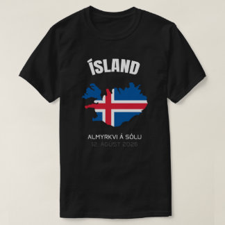 Camiseta 2026 Total do Eclipse Solar Ísland Flag T-Shirt
