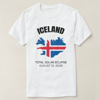 Camiseta 2026 Total do Eclipse Solar Islândia Bandeira T-Sh