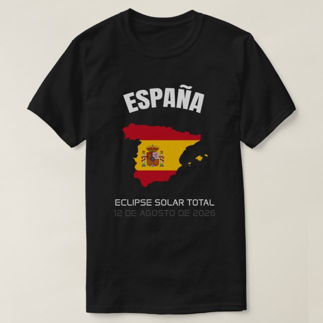 Camiseta 2026 Total Solar Eclipse España Flag T-Shirt (Frente do Design)
