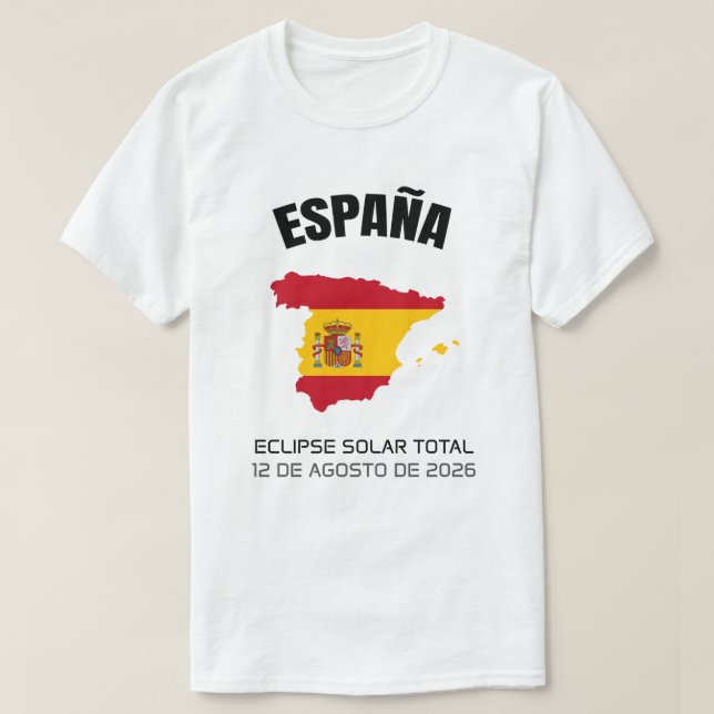 Camiseta 2026 Total Solar Eclipse España Flag T-Shirt (Frente do Design)