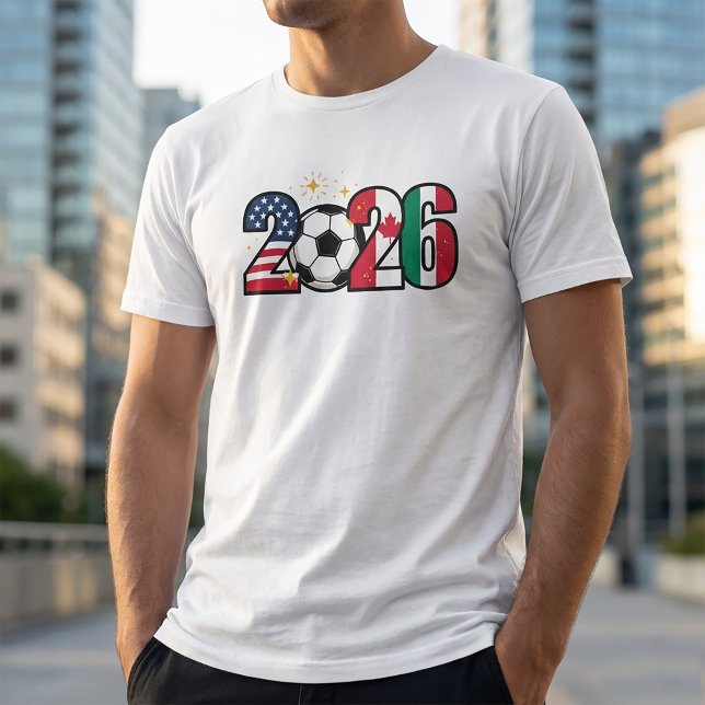 Camiseta 2026 World Cup Celebration Number Art (#2026worldcup #worldcup2026 #canadafalg #usaflag #mexicoflag #happynewyear #celebrate2026 #football)