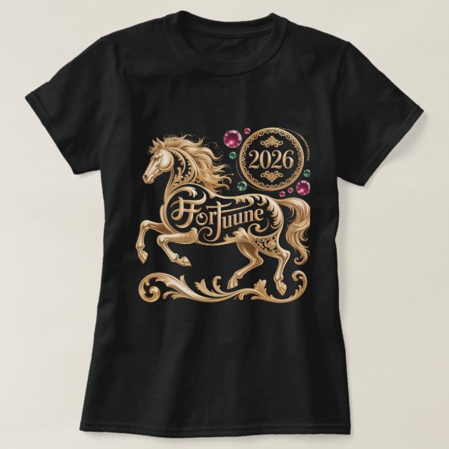 Camiseta 2026 Year of the Horse Chinese New Year Golden Hor (Frente do Design)