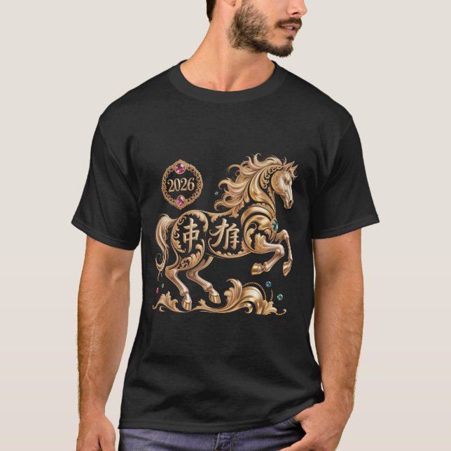 Camiseta 2026 Year of the Horse Chinese New Year Golden Hor (Frente)