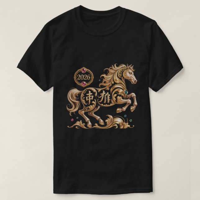 Camiseta 2026 Year of the Horse Chinese New Year Golden Hor (Frente do Design)