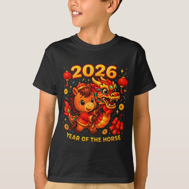 Camiseta 2026 Year Of The Horse Cute Lunar Newyear Art  (Frente)