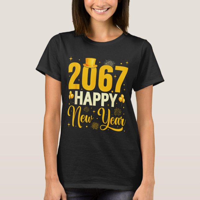 Camiseta 2067 Happy New Year Retro Funny 67 Six Seven Meme  (Frente)