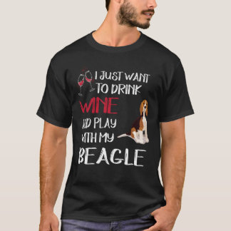 Camiseta 209 Beber Vinho E Brincar Com Meu Beagle