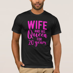 Camiseta 20 20 Anos Casamento Aniversário Rainha Marido Wif
