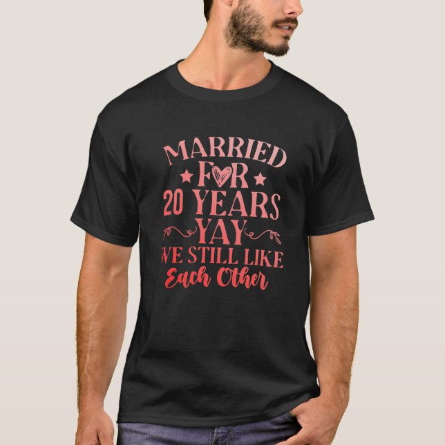 Camiseta 20 20 anos de casamento Aniversário Esposa do mari (Frente)