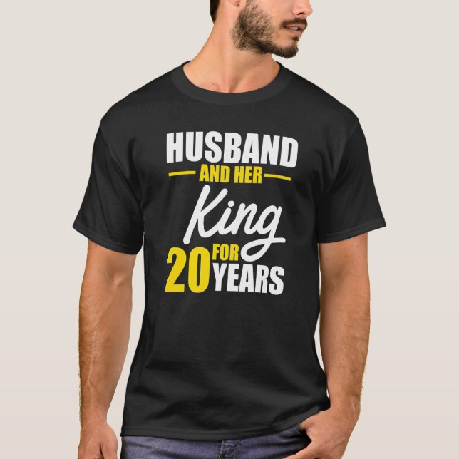 Camiseta 20 20 anos de casamento Aniversário Rei Marido Esp (Frente)