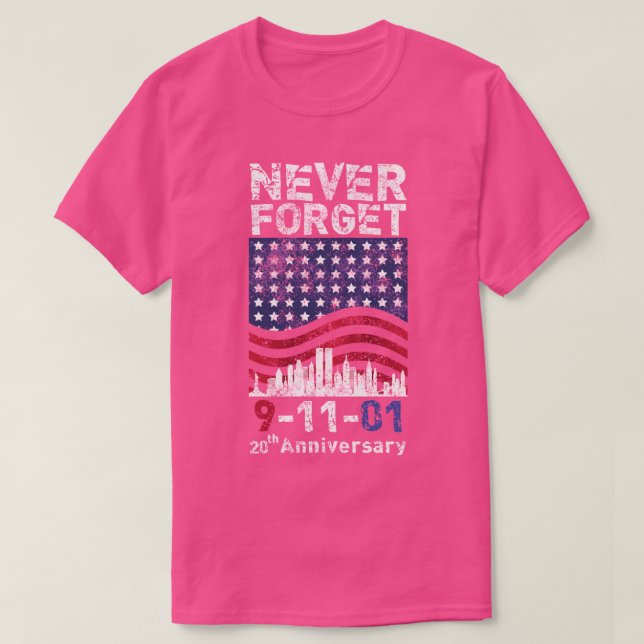 Camiseta 20 Aniversário 911 nunca esquece (Frente do Design)