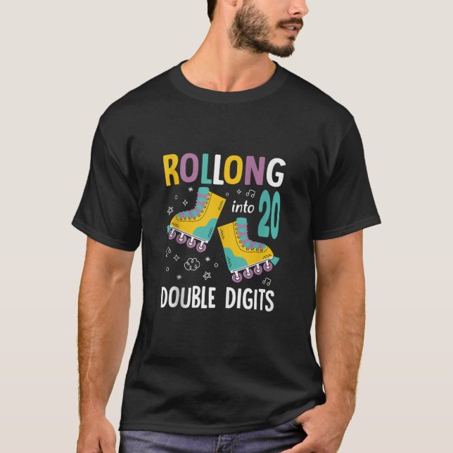 Camiseta 20 Aniversário A Rolar Para 20 Anos De Idade, Dígi (Frente)