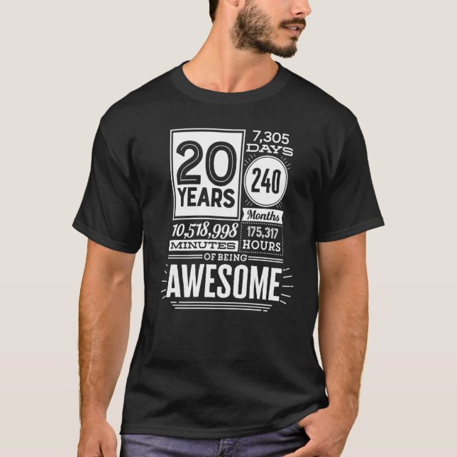 Camiseta 20 Aniversário De 20 Anos Sendo Espantoso 7300 Dia (Frente)