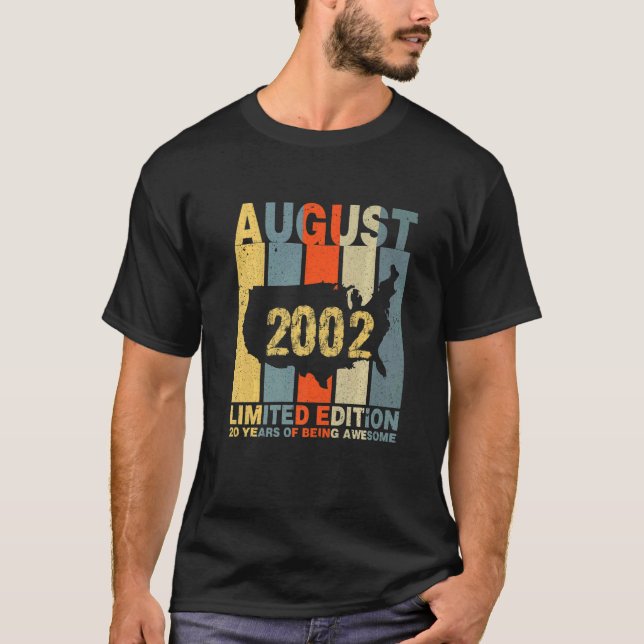 Camiseta 20 Aniversário De Agosto De 2002 20 Anos De Awesom (Frente)