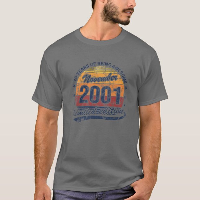 Camiseta 20 Aniversário De Novembro De 2001 20 Anos De Idad (Frente)