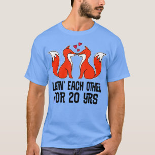 Camiseta 20 Aniversário Presente 20 anos Casal Fox