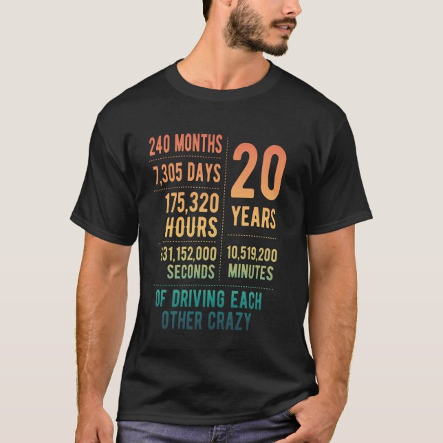 Camiseta 20 Anos De Casamento De 20 Engraçado (Frente)