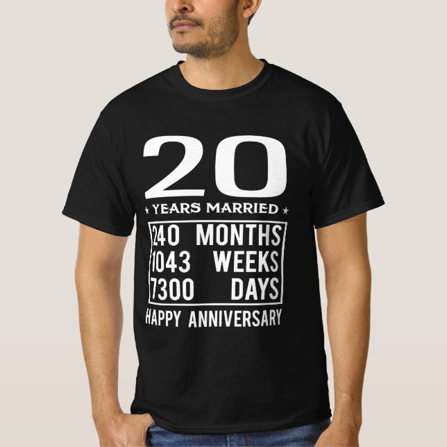 Camiseta 20 Anos De Casamento - Feliz Aniversário De Casame (Frente)